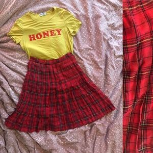 VINTAGE 80’s/90’s red plaid schoolgirl skirt